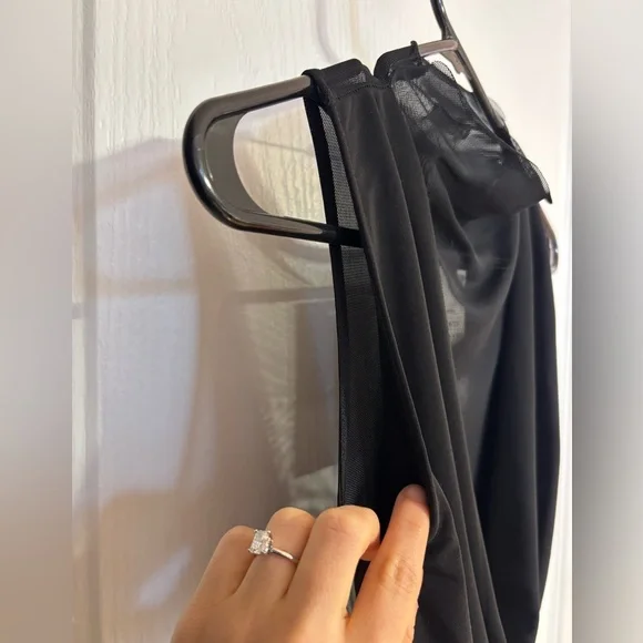 NWT Zara Sheer Tulle Draping Fabric High Neck Sleeveless Black Bodysuit Size XS - Picture 7 of 12